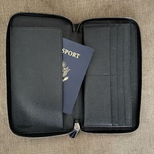 Dolce and Gabanna Black Leather Large Zip Wallet